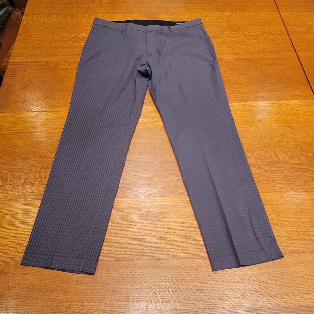 Bonobos Thursday Pants Mens Gray Plaid Grid Stretch Cotton Blend 36x30